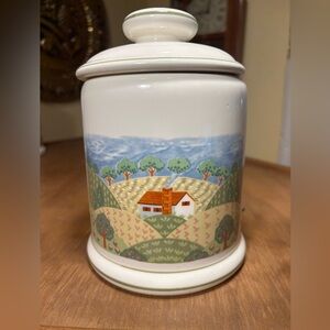 Sangostone Country Cottage Medium Canister 7.25"-tall Discontinued Vintage